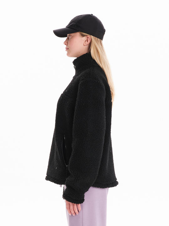 Women's Long Sleeve Sweater with Zipper Black