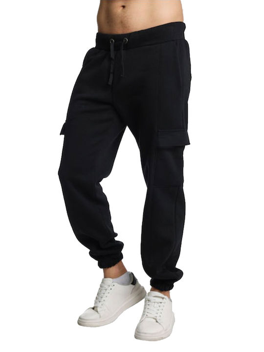 Al Franco Cargo Sweatpants with Elastic Black