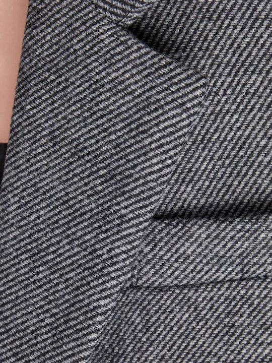 Women's Black Coat with Buttons