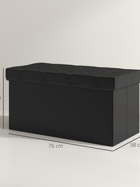 HomCom Ξύλινο Κουτί Αποθήκευσης με Καπάκι Μαύρο 76x38x38cm
