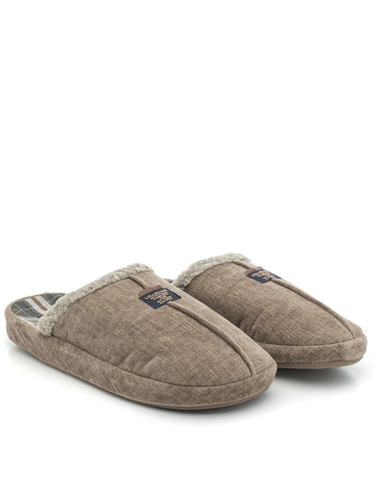 Antrin Men's Slippers with Fur Taupe