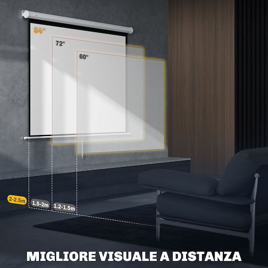 HomCom Οθόνη Προβολής Projector Οροφής με Λόγο Εικόνας 4:3 171x128cm / 84"