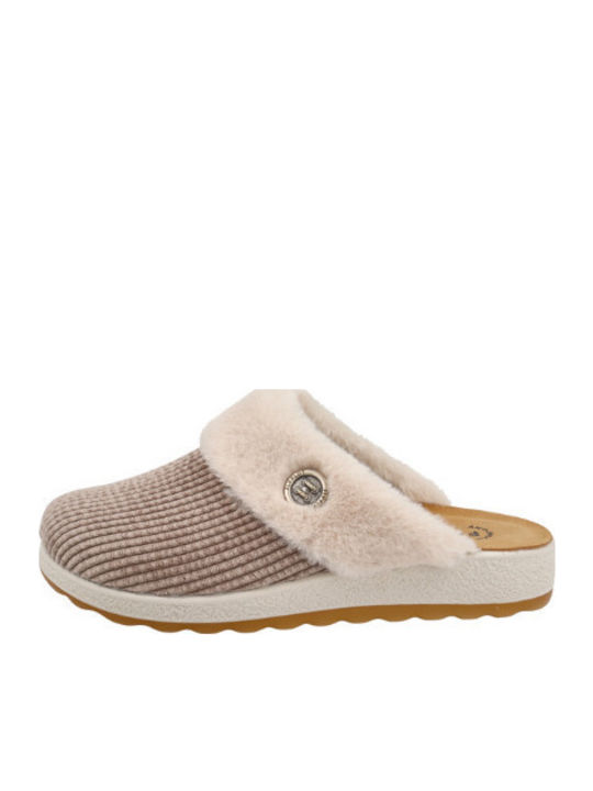Anatomical Leather Women's Slippers Beige