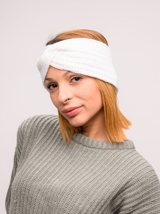 Feminin Bandă pentru cap cu Tricotaj Rib în culoarea Alb