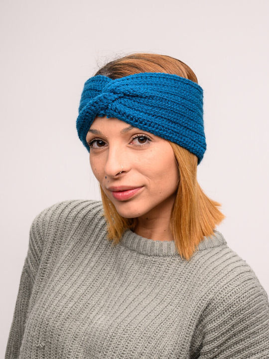 Frauen Stirnband mit Rippstrick in Blau Farbe