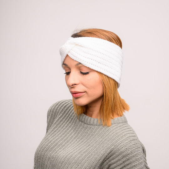 Frauen Stirnband mit Rippstrick in Weiß Farbe