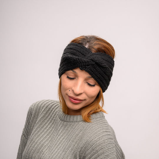 Frauen Stirnband mit Rippstrick in Schwarz Farbe