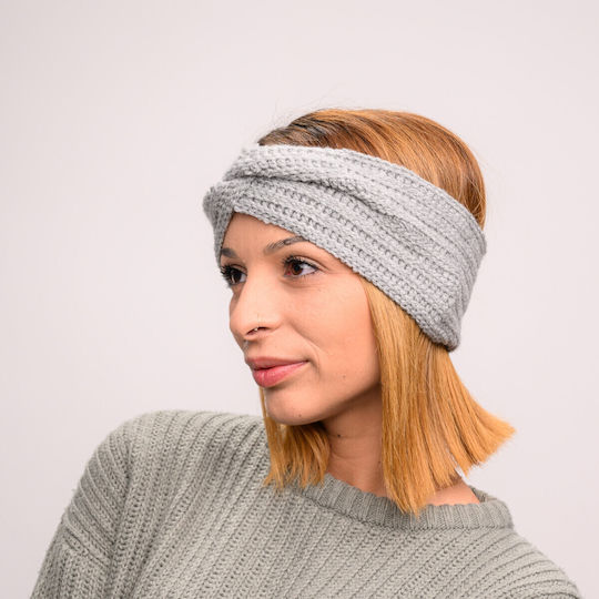 Frauen Stirnband mit Rippstrick in Gray Farbe