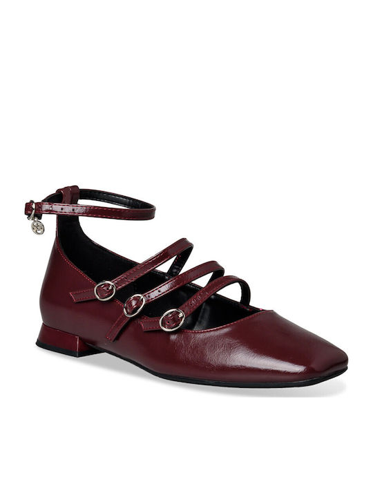 Damen Ballerinas Mit Riemen Rote