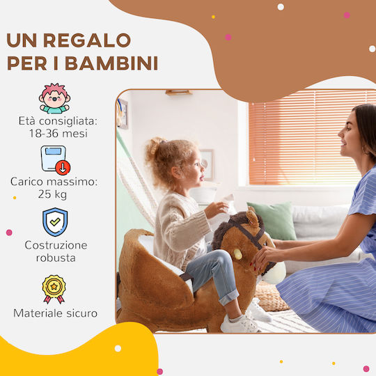 Aiyaplay Lemn Jucărie cu leagăn Căluț pentru 18++ luni cu sunete pentru greutate maximă de 25kg Maro
