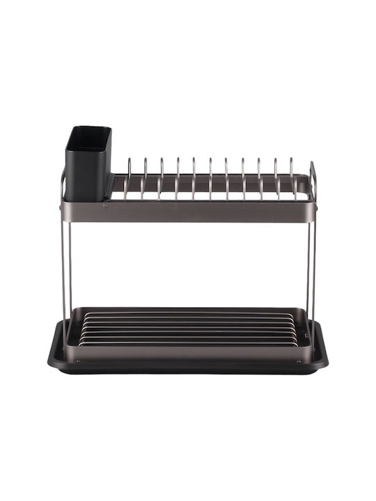 Ankor Dish Drainer Double Tier Aluminum in Gray Color 42x24x34cm