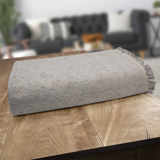 Lino Home Boxi Покривка За Фотьойл Шенил 180x180см Светлосив Lino Home Сив