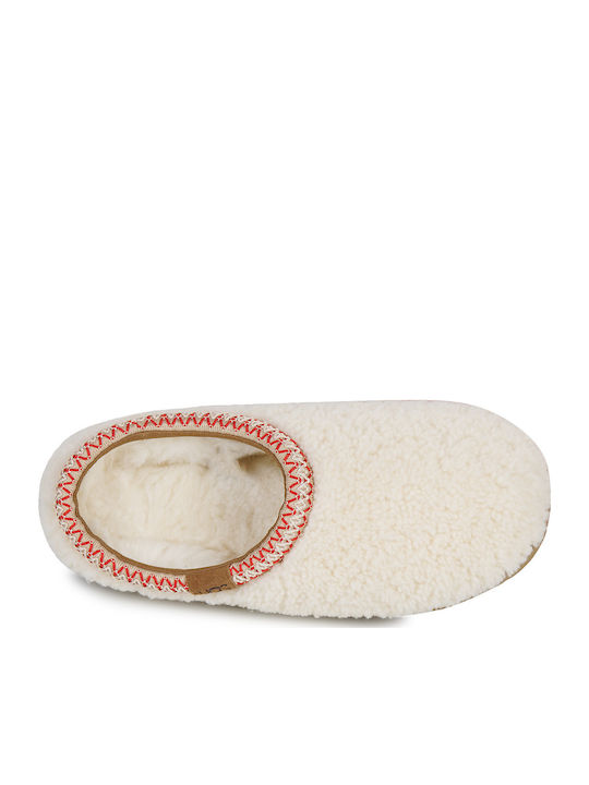 Tasman Maxi Curly Closed Leather Women's Slippers Beige