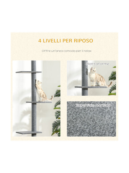 Pawhut Ονυχοδρόμιο Γατόδεντρο Γκρι 4 επιπέδων 43x27x228εκ.