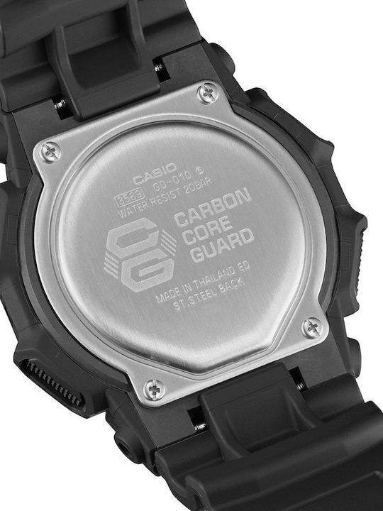Casio G-shock Ψηφιακό Ανδρικό Ρολόι Χρονογράφος Μπαταρίας με Μαύρο Καουτσούκ Λουράκι