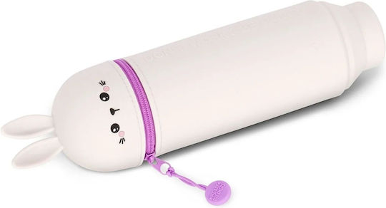 Legami Milano Pencil Case Silicone Barrel with 2 Compartments White
