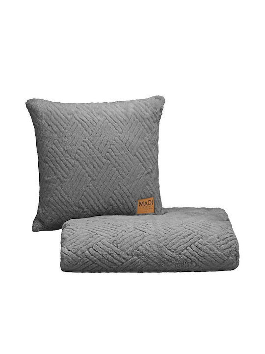 Madi Μαξιλάρι Καναπέ Trace από Γούνα Grey 45x45εκ.