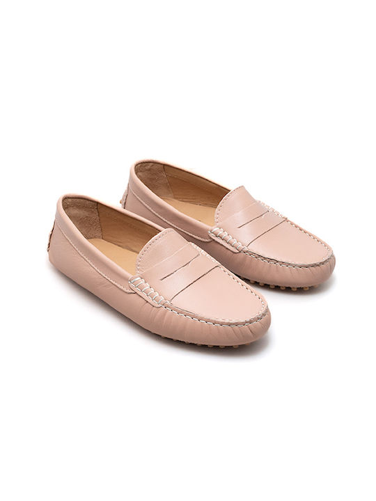Leder Damen Mokassins in Beige Farbe