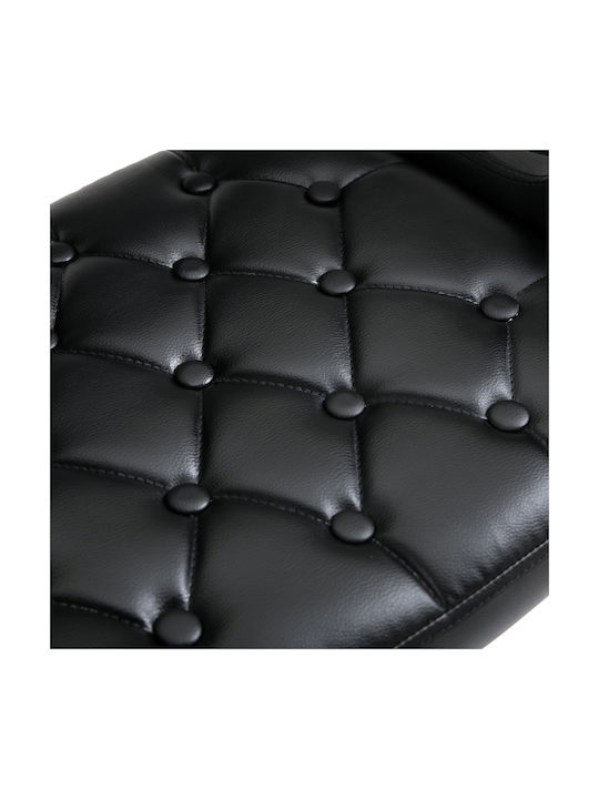 Stool Bar with Back & Adjustable Height Black Synthetic Leather
