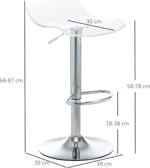 Stool Bar with Back & Adjustable Height Transparent 2pcs