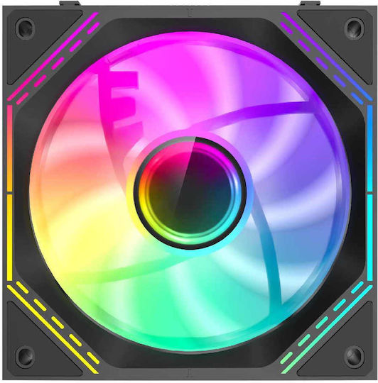 GameMax FN12A-S3I, Fan Pack 3-in-1 Корпусен вентилатор 120мм с RGB осветление 3бр Черен