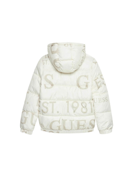 Guess Kids Quilted Jacket with Hood Spirit White