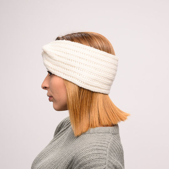 Frauen Stirnband mit Rippstrick in Beige Farbe