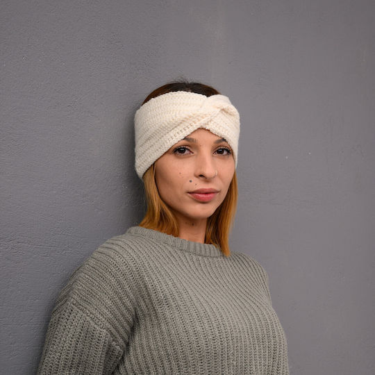 Frauen Stirnband mit Rippstrick in Beige Farbe