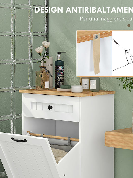 HomCom Floor Bathroom Shelf Wooden White