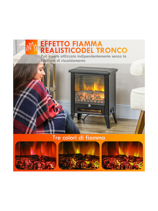 HomCom Επιδαπέδιο Ηλεκτρικό Τζάκι 1800W 36x21cm Μαύρο