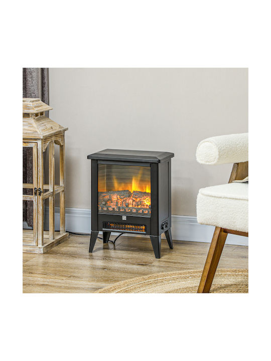 HomCom Επιδαπέδιο Ηλεκτρικό Τζάκι 1800W 36x21cm Μαύρο