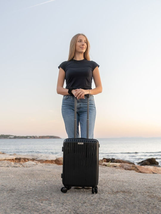 Cardinal 2018 Cabin Hard Black Suitcase With 4 Wheels Height 55cm