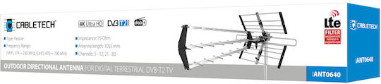Draußen Fernsehantenne (Benötigt keine Stromversorgung) Gray