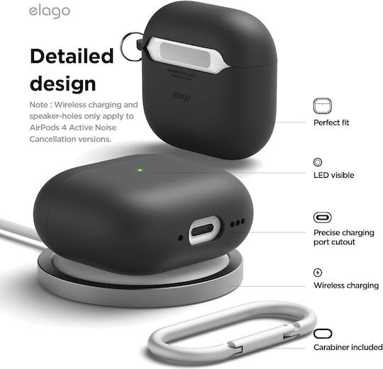 Elago Liquid Hybrid Hang Case Case Silicone in Black color for Apple AirPods 4