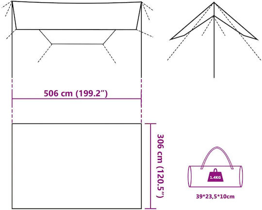 vidaXL Δάπεδο για Σκηνή Camping Πράσινο 506x306εκ.