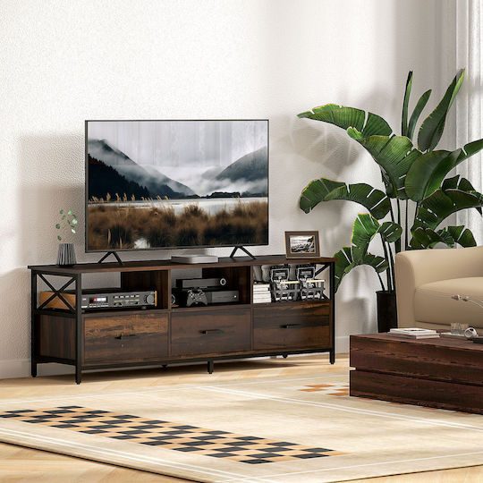 Bodenstehender TV-Ständer Schwarz und Braun 147x40x50 cm