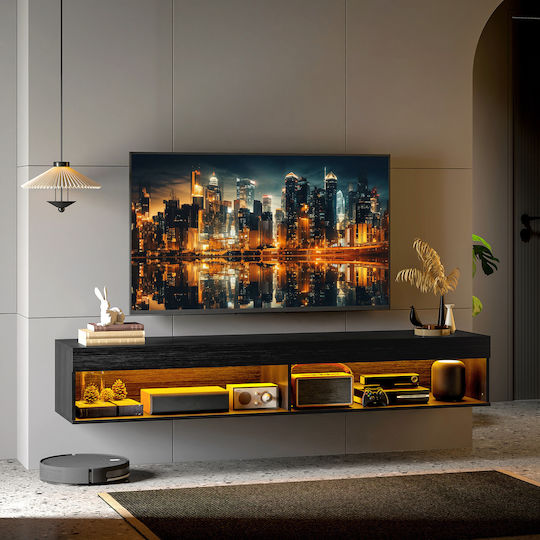 Έπιπλο Τηλεόρασης με Φωτισμό LED Μαύρο Μ180xΠ40xΥ30cm