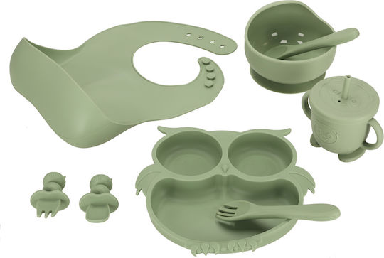 ikonka Feeding Set made of Silicone Green 6pcs