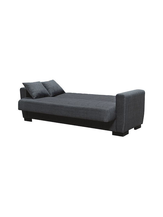 Galaxy Τριθέσιος Καναπές Κρεβάτι με Αποθηκευτικό Χώρο Σκούρο Γκρι 210x78x78εκ.