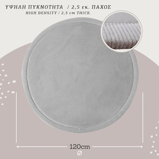 Hakuna Matte Kids Rug Gri Round with Diameter 120cm Thickness 25mm