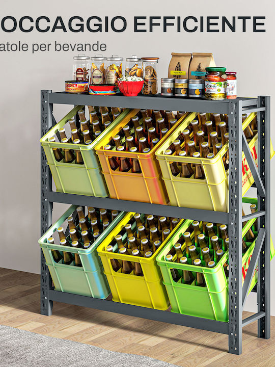 HomCom Free Standing Metallic Wine Cabinet Gray 110x30x110cm