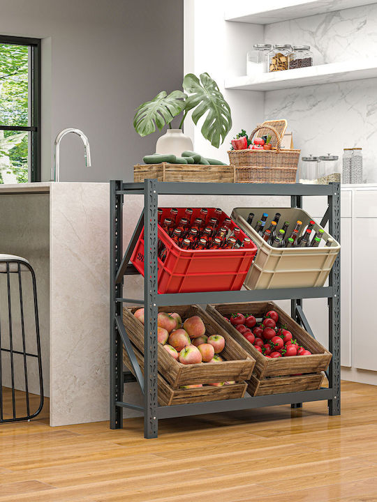 HomCom Free Standing Metallic Wine Cabinet Gray 110x30x110cm