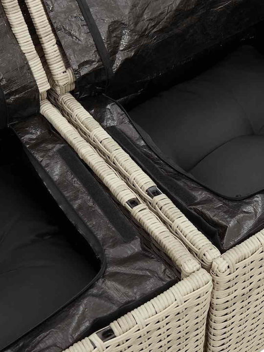 Corner Outdoor Sofa Rattan with Chest and Cushions 55x55x69cm