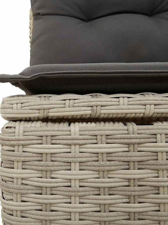 Corner Outdoor Sofa Rattan with Chest and Cushions 55x55x69cm