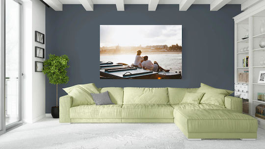 Painting Couple Relaxing By Sea At Sunset 150x100