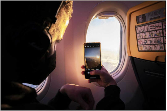 Painting Taking A Photo Sunrise From An Airplane Window 150x100