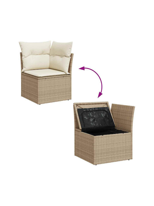 Corner Sofa Outdoor Rattan with Chest and Pillows 55x55x34cm