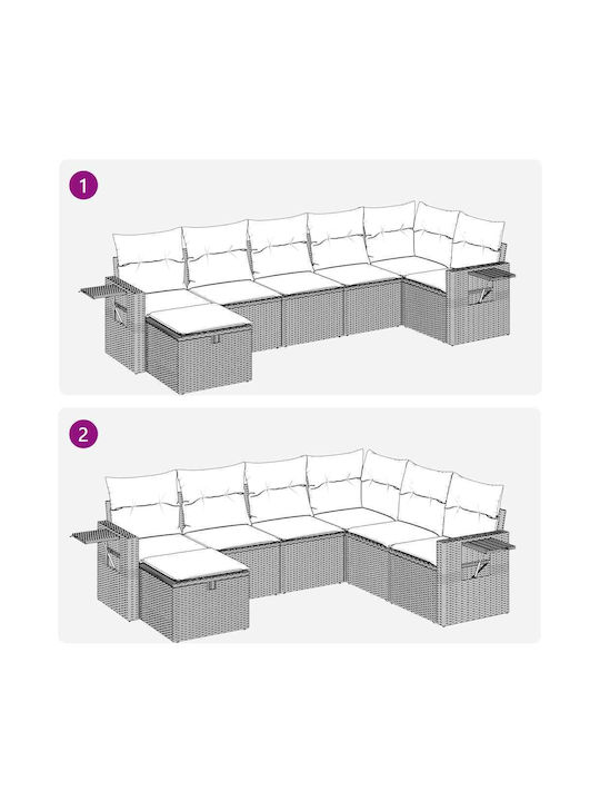 Corner Sofa Outdoor Rattan with Chest and Pillows 55x55x34cm