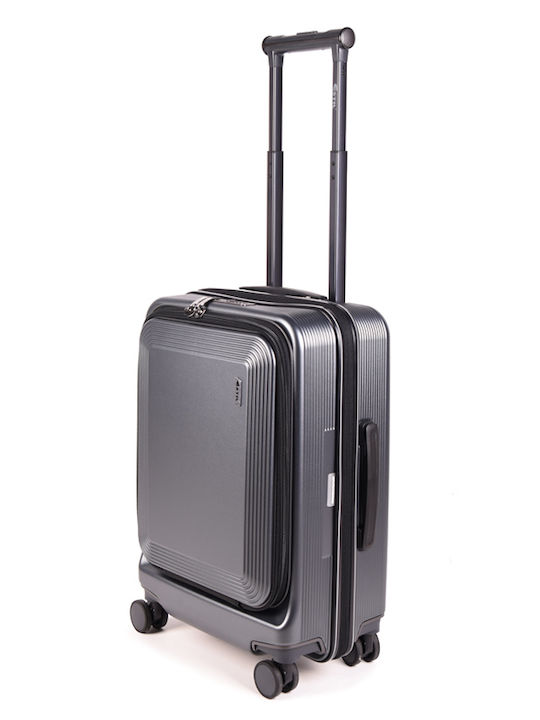 Estil Hard Grey Cabin Travel Suitcase With 4 Wheels Height 55cm