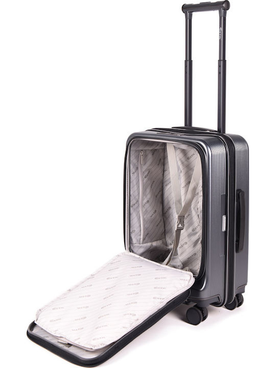 Estil Hard Grey Cabin Travel Suitcase With 4 Wheels Height 55cm